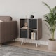 image 3 of Anthracite Oak 4-Cube Storage Unit with 2 Wooden Doors and Legs | Black | Black & White | 1