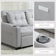 image 7 of HOMCOM 2 Seater Sofa Bed, Linen Click Clack Sleeper Sofa with Pull Out Design, 2 Pillows, Cup Holders, Side Pockets, Convertible Loveseat Bed Settee for Living Room, 157x190cm, Light Grey | Grey
