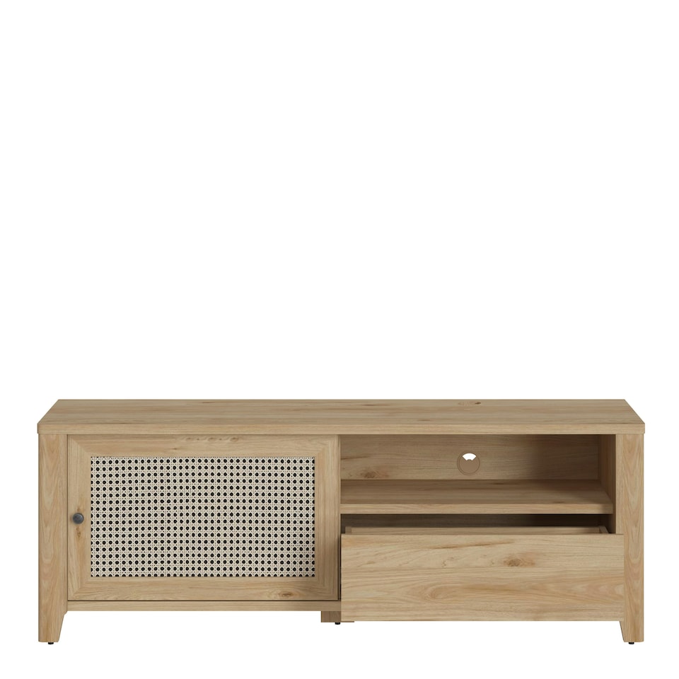 image 1 of Cestino 1 Door 1 Drawer TV Unit in Jackson Hickory Oak and Rattan Effect