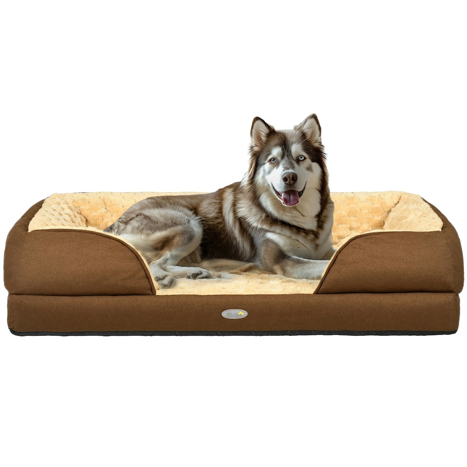 image 1 of PawHut Dog Bed Calming Pet Bed Dog Mattress for Large Dogs - Brown
