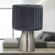 image 5 of First Choice Lighting Set of 2 Valentina Brushed Chrome Touch Lamps with Grey Pleated Velvet Shades Silver | Grey