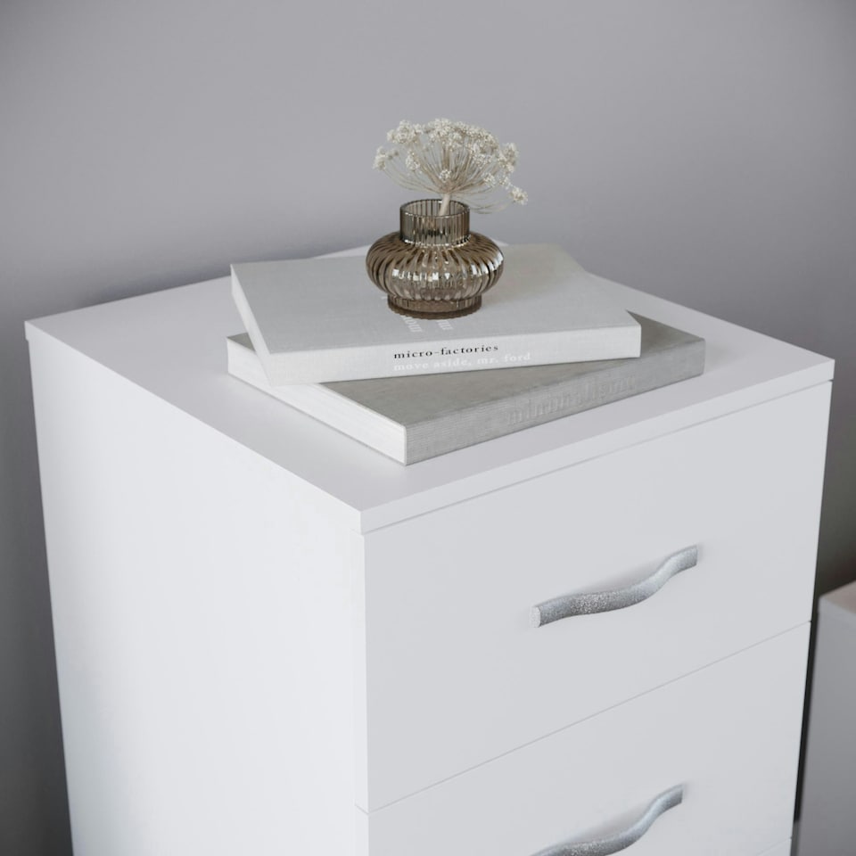 image 1 of Vida Designs Riano 5 Drawer Narrow Chest of Drawers Bedroom Storage, White