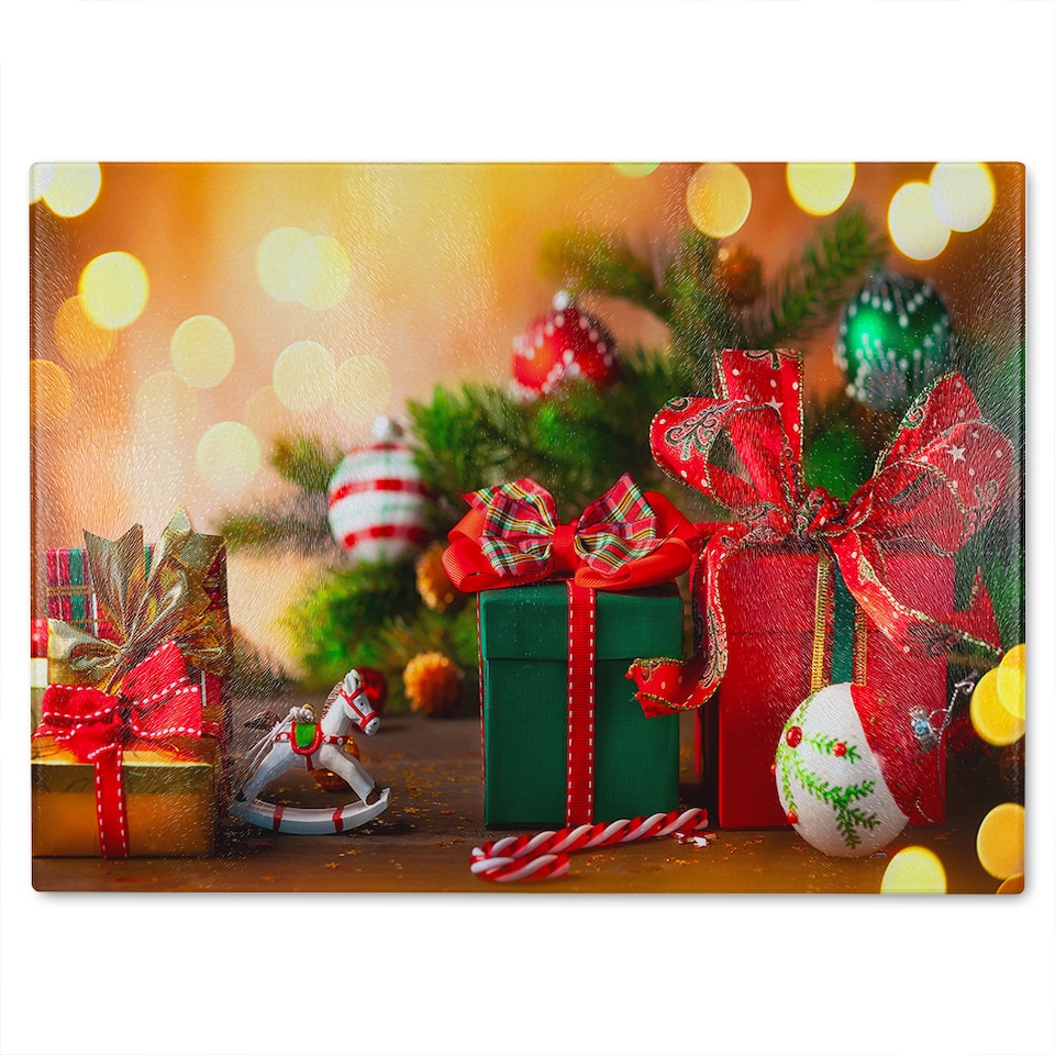 image 1 of Christmas Holidays Dining Glass Chopping Board | Multi