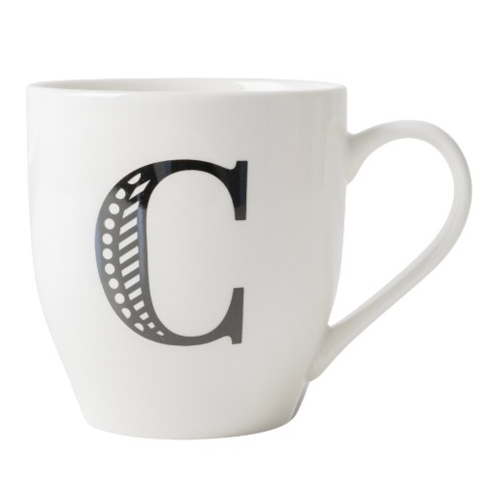 image 1 of Black and White Initial Hugga Mug Assorted Letters 11cm | White | C - White | 1
