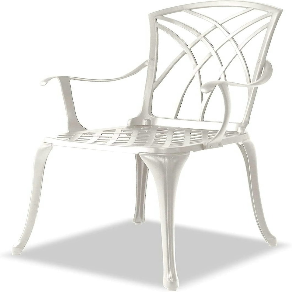 image 1 of Centurion Supports OSHOWA Luxurious Garden and Patio Table and 4 Large Chairs with Armrests Cast Aluminium Bistro Set - White