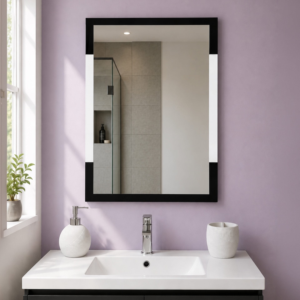 image 1 of Showerdrape Hampstead Rectangular Wall Mounted Black Framed Bathroom Mirror 70 x 50cm | Chrome | Mirror | 1