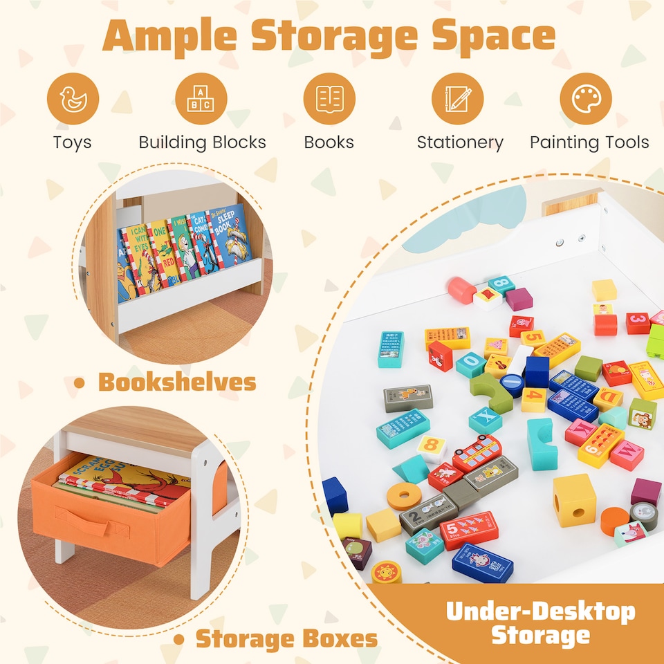 image 1 of COSTWAY 4-in-1 Kids Table and Chair Set Yellow