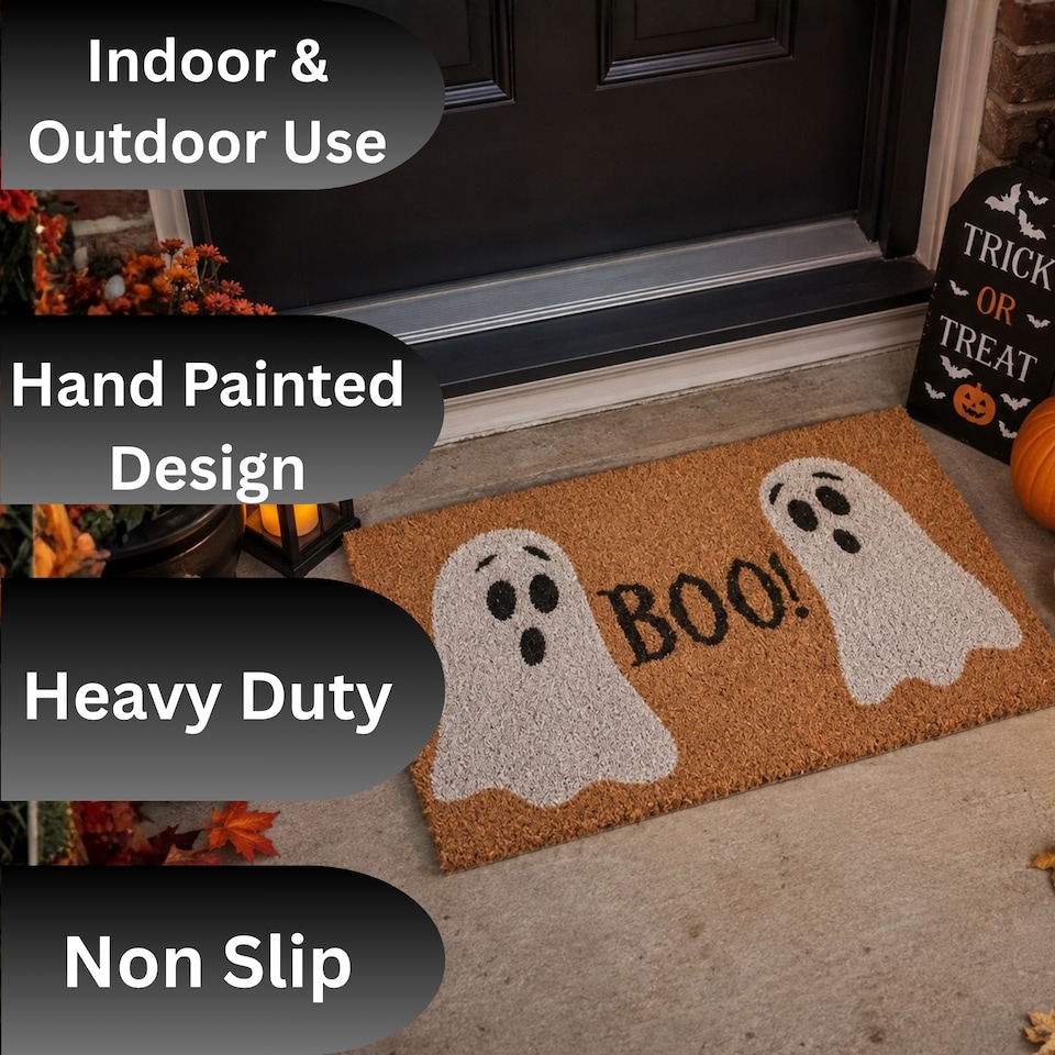 image 1 of 40x60cm Halloween Ghost Non Slip Coir Door Mat