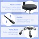 image 5 of HOMCOM Rolling Stool with Backrest, Wheels, Faux Leather Salon Chair Black