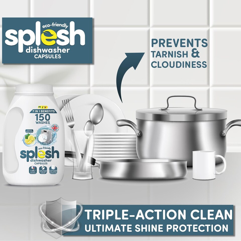 image 1 of Splesh Toilet Paper Original White 3-Ply 24 Rolls with 3in1 Dishwasher Tablets 150W