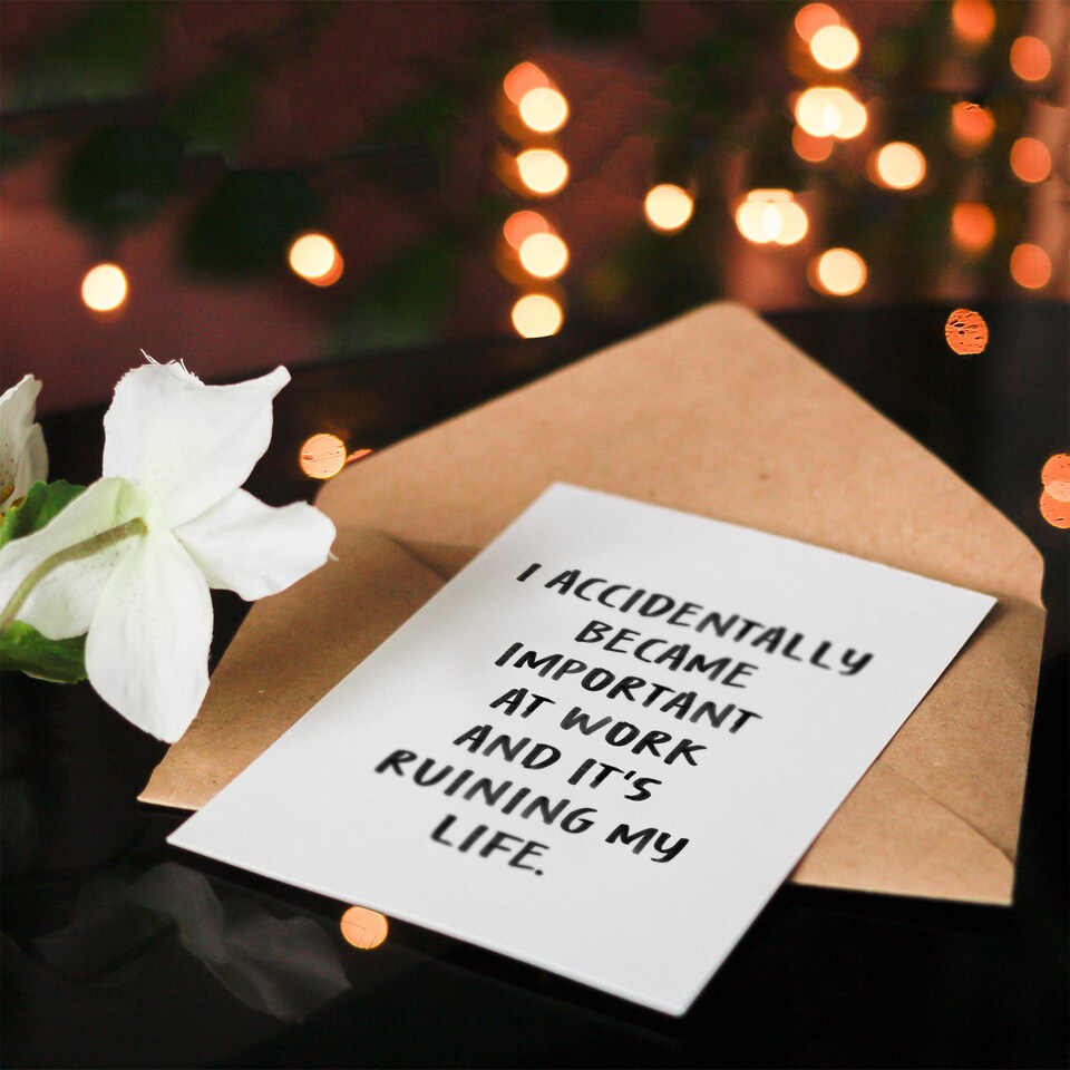 image 1 of Accidentally Became Important At Work Funny Congratulations Card