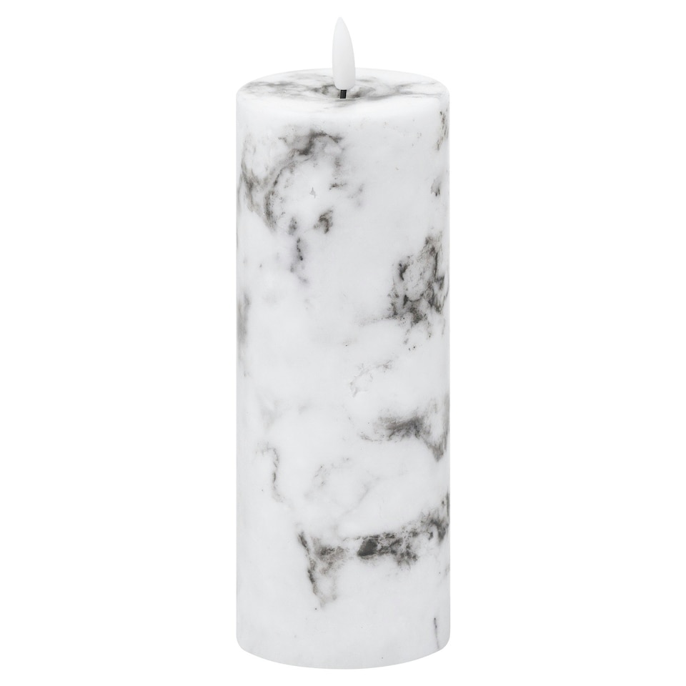 image 1 of Hill Interiors Luxe Collection Marble Natural Glow Electric Candle - White/Black - 20cm x 7cm x 7cm