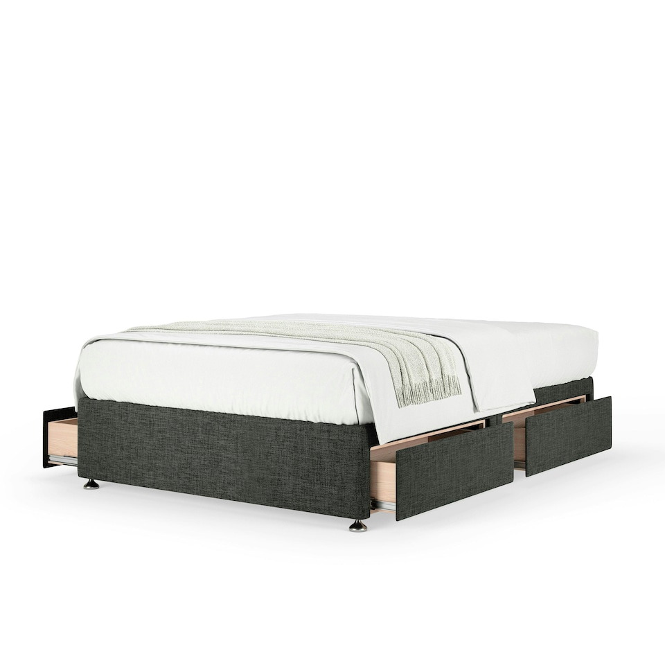 image 1 of Memory Maestro Memory Foam Charcoal Linen 4 Drawer Divan Set King Size