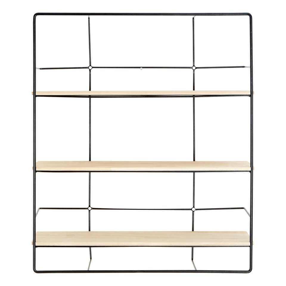 image 1 of Interiors By Premier Ample Storage 3 Layer Shelf, Durable Design Metal Frame Shelf For Balcony, Stylish Hanging Frame Shelf Black