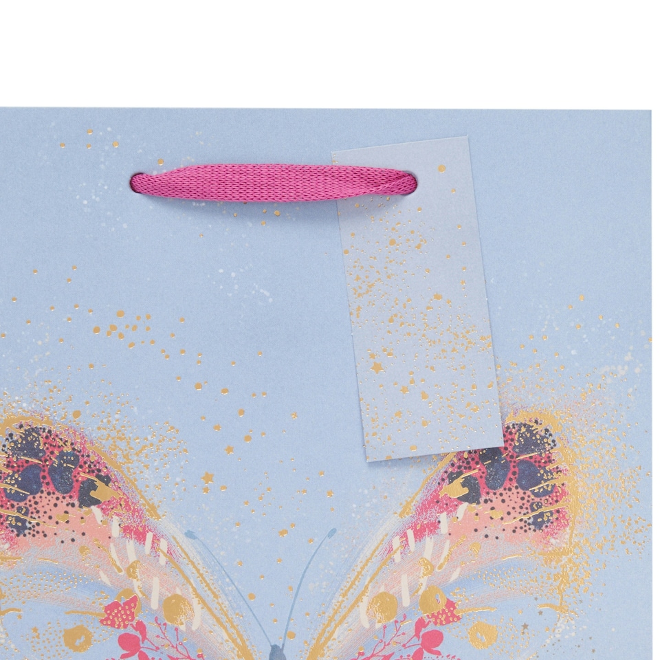 image 1 of Multipack of 3 Medium Gift Bags | Party Bags for Presents | Birthdays | For Her/Friend | Butterfly Kisses Design Blue