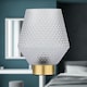 image 6 of Set of 2 Porter - Battery Operated Satin Brass Lamps Clear Tex Glass Bronze | Clear