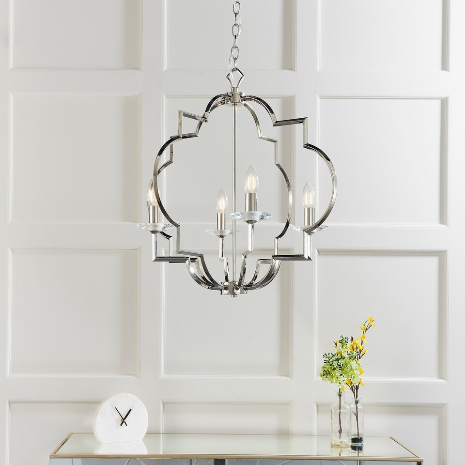 image 1 of Garland 4 Light Ceiling Pendant Polished Nickel & Clear Crystal Glass, E14