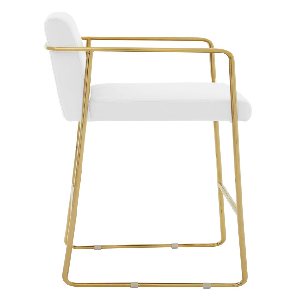 image 1 of Interiors by Premier White Bar Chair Stool with Back, Gold Frame Sleek Breakfast Bar Stool for Home Bar, Bar Chair with Footrest
