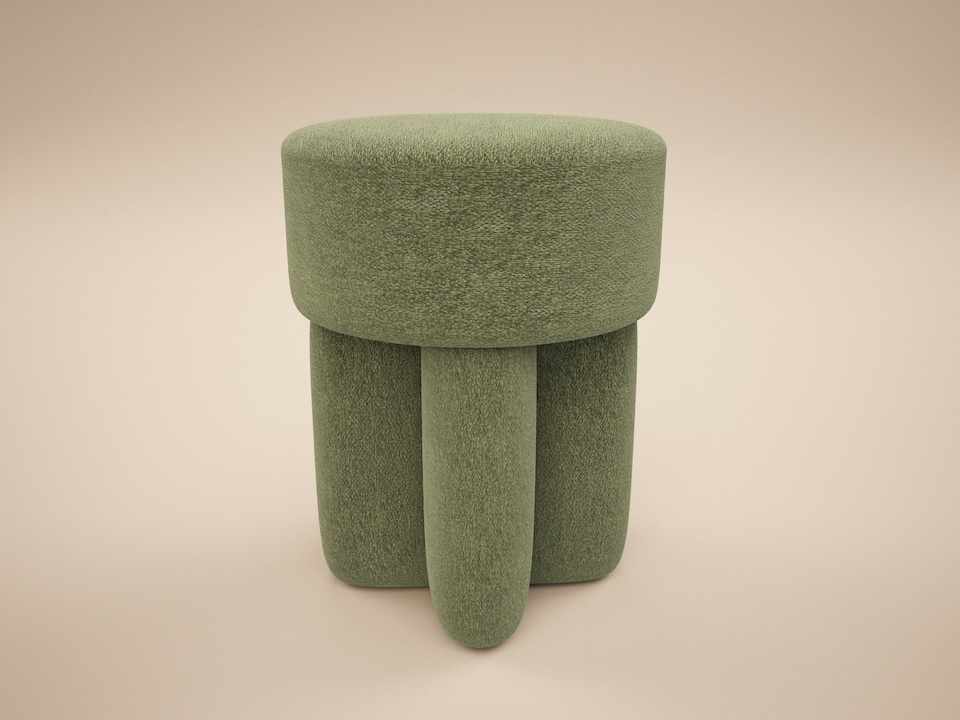 image 1 of SOLACE+CO Astrid Wave Chenille Round Pouffe Olive Green
