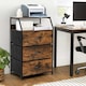 image 9 of COSTWAY 3-Drawer Storage Cabinet Dresser Organizer W/ Shelf Brown