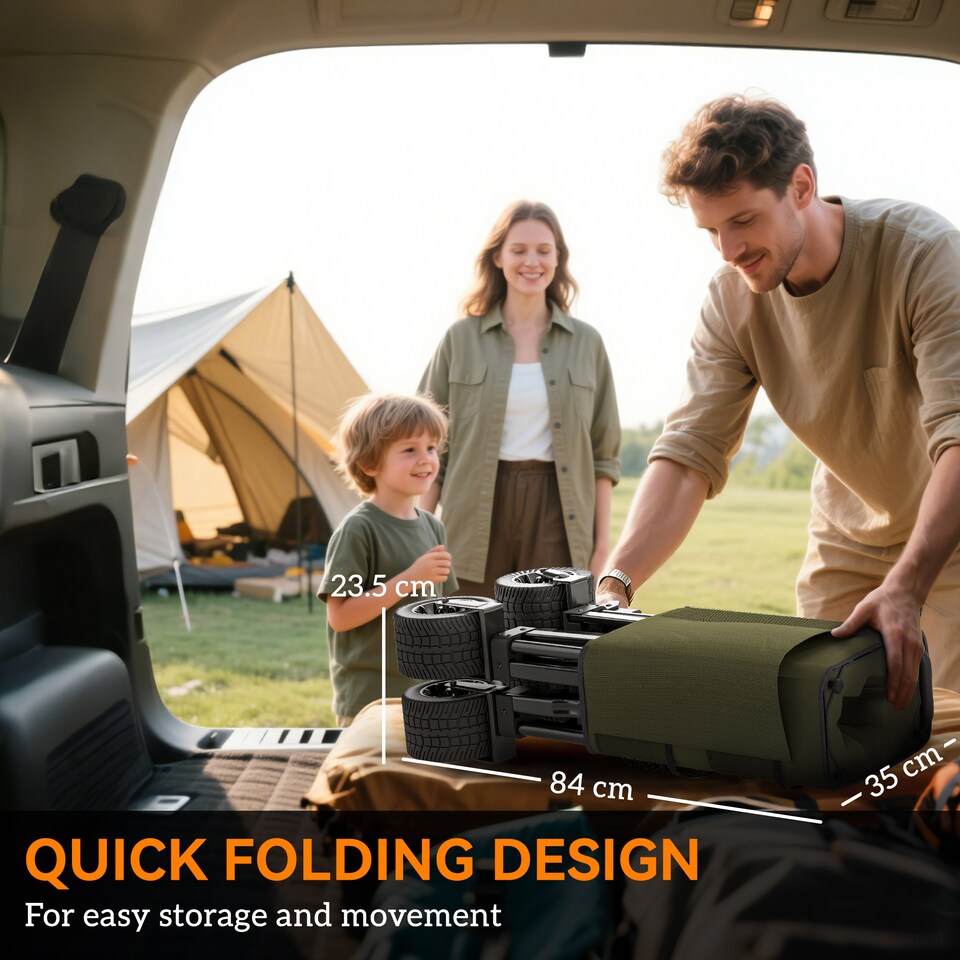 image 1 of Outsunny Folding Garden Trolley, Cargo Traile on Wheels, Collapsible Camping Trolley, Outdoor Utility Wagon with Steel Frame and Oxford Fabric, Green