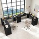 image 3 of COSTWAY 168 CM L-shaped Computer Desk w/Power Outlets Black Black