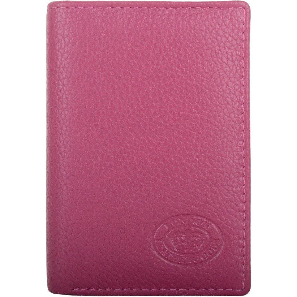 image 1 of London Leathergoods Unisex Genuine Leather RFID Protected Credit Travel Card Holder Case | Pink | Dahlia