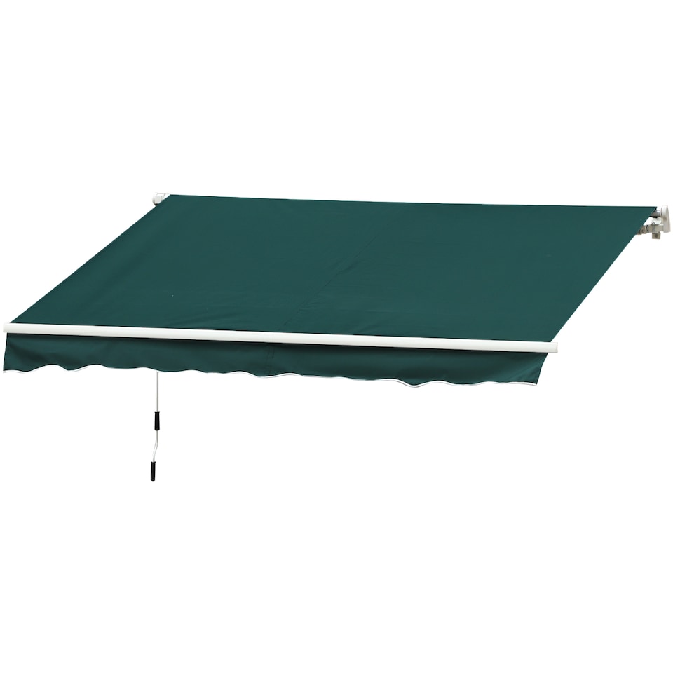 image 1 of Outsunny Garden Sun Shade Canopy Retractable Awning, 3.5 x 2.5m, Dark Green | Green | 1