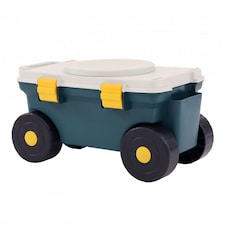 Outdoor Garden Rolling Tool Cart Storage Box with Rotating Seat | Green