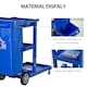 image 7 of HOMCOM Cleaning Cart On Wheels, Housekeeping Trolley w/ 3 Tier Shelves, Blue