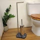 image 1 of Showerdrape Octavia Grey Marble & Chrome Toilet Roll Holder & Toilet Brush Combination