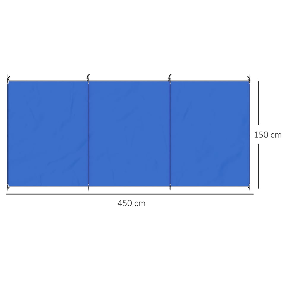 image 1 of Outsunny Camping Windbreak Portable Wind Blocker Privacy Wall, 4.5m x 1.5m | Blue