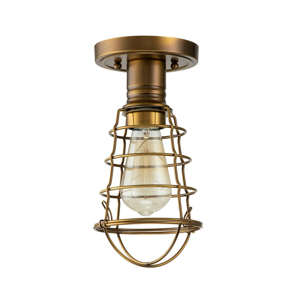 image 1 of Quoizel Mixon Semi Flush Ceiling Light Weathered Brass