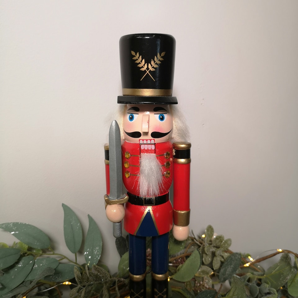 image 1 of 30cm Wooden Christmas Nutcracker Soldier Decoration with Red Body