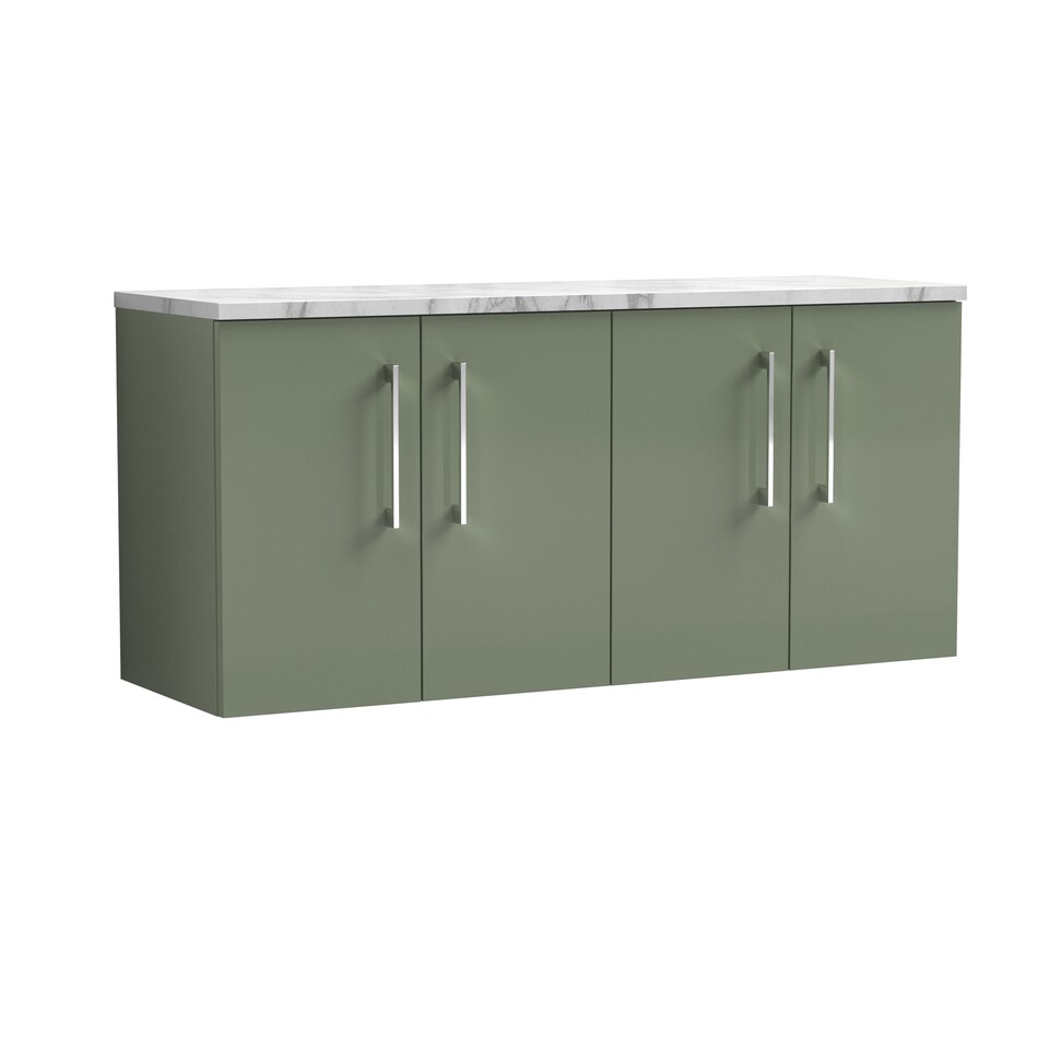 image 1 of Level 1200mm Wall Hung Vanity Unit with Laminate Worktop - Satin Green