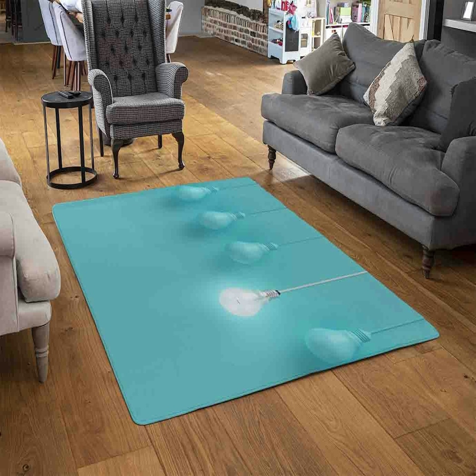 image 1 of Blue Bulbs Rug Blue | L