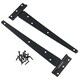 image 2 of 10in / 250mm Heavy Duty T Tee Hinges For Shed + Garden Gates Black Finish 4pc