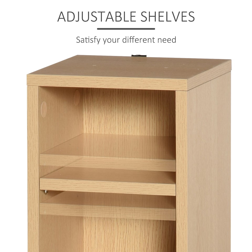 image 1 of HOMCOM Set of 2 CD Storage Units with Adjustable Shelves Natural Wood Colour