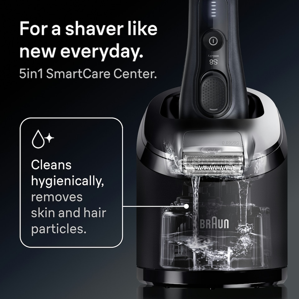 image 1 of Braun Series 8 Electric Shaver, SensoAdapt, SmartCare Center, 8663CC, Grey