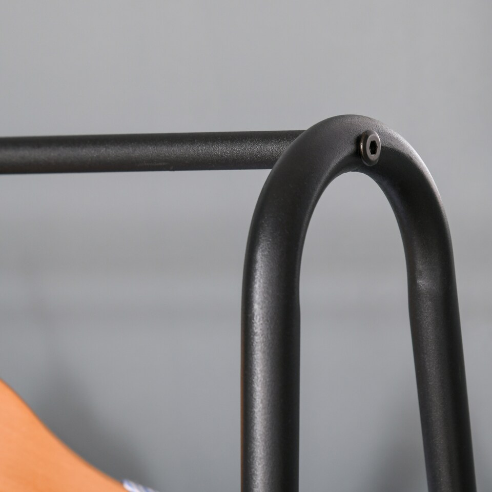 image 1 of HOMCOM Metal Clothes Rack Coat Garment Hanger Hallway Organiser Hanging Rail Stand 2-tier Shoe Shelving A Shaped 77L x 45W x 153H cm Black