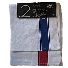 Pack Of 2 Globe Mill Textiles 100% Cotton Glass Cloths (Colour Of Strip May Vary)