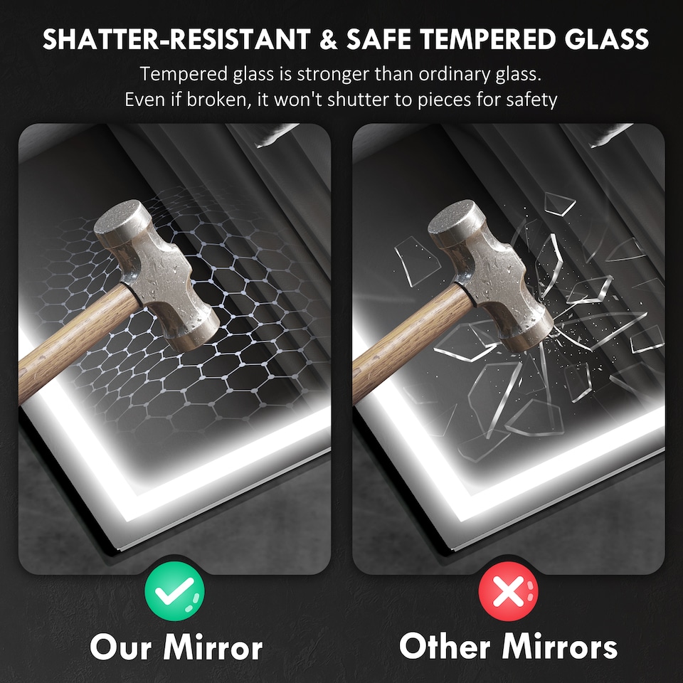 image 1 of HOMCOM 500 x 700 mm Bluetooth LED Bathroom Mirror, Illuminated Backlit Vanity Mirror with 3 Colours Dimmable, Anti-Fog, Memory Function, Touch Sensor, IP44 | Silver