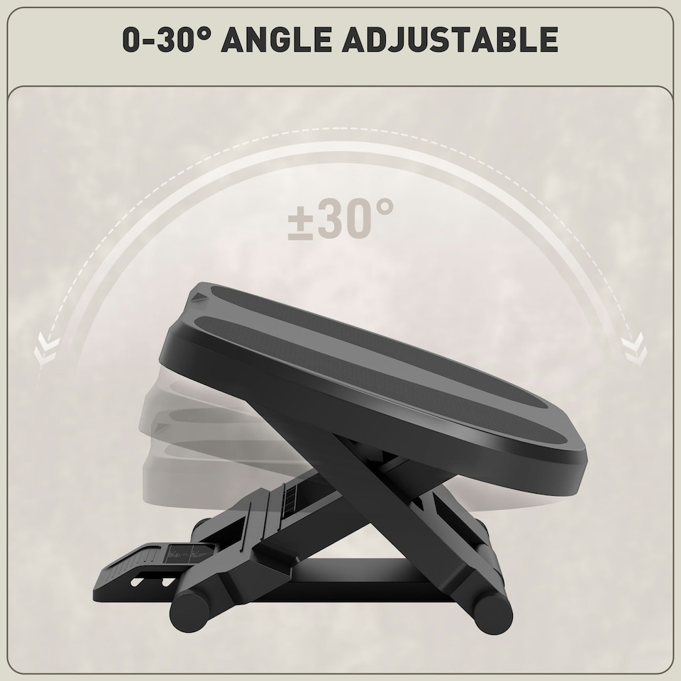 image 1 of HOMCOM Adjustable Under-Desk Footrest Height Angle Tilt Anti-Slip, Grey 