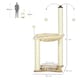 image 7 of PawHut 90cm Cat Tree Tower with Bed, Toy Ball, Scratching Post, Beige