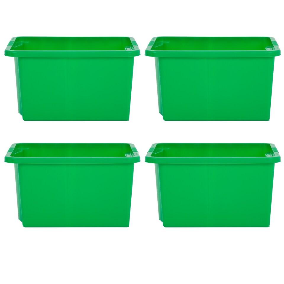 image 1 of Wham Stack & Store 4 x 35L Plastic Storage Boxes | Green | 4