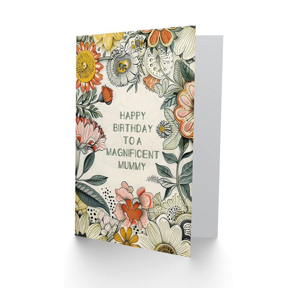 image 1 of Flower Bouquet Peony Daisies Sunflowers Mummy Birthday Card