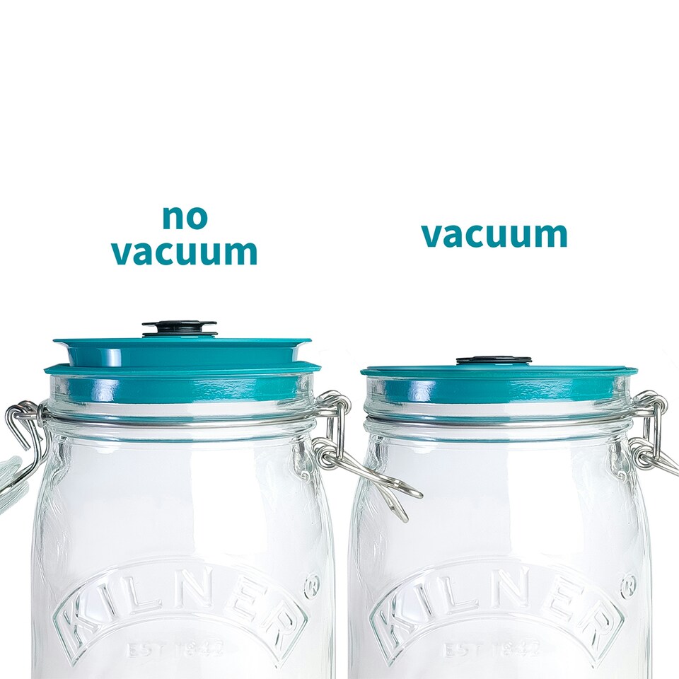 image 1 of Airtender Set of 3 Clip Top Jar Vacuum Lids with Pump