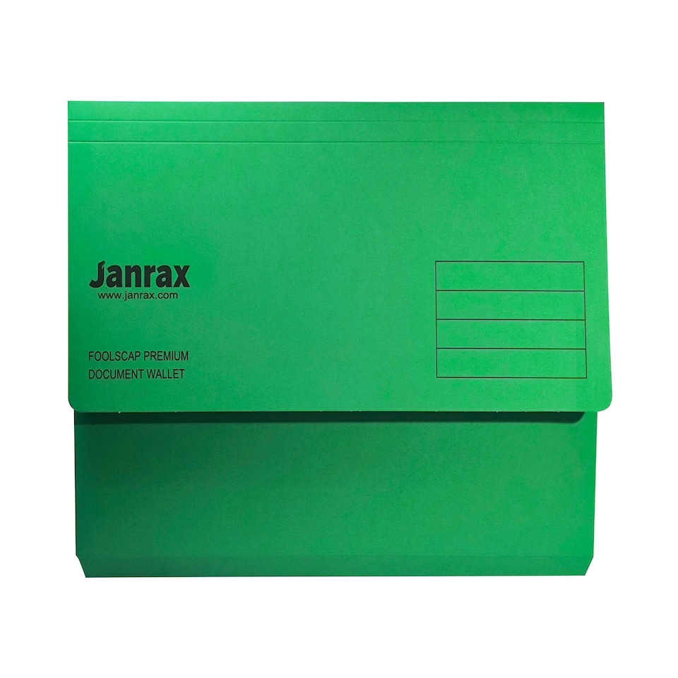 image 1 of Pack of 10 Green Card Premium Foolscap Document Wallets