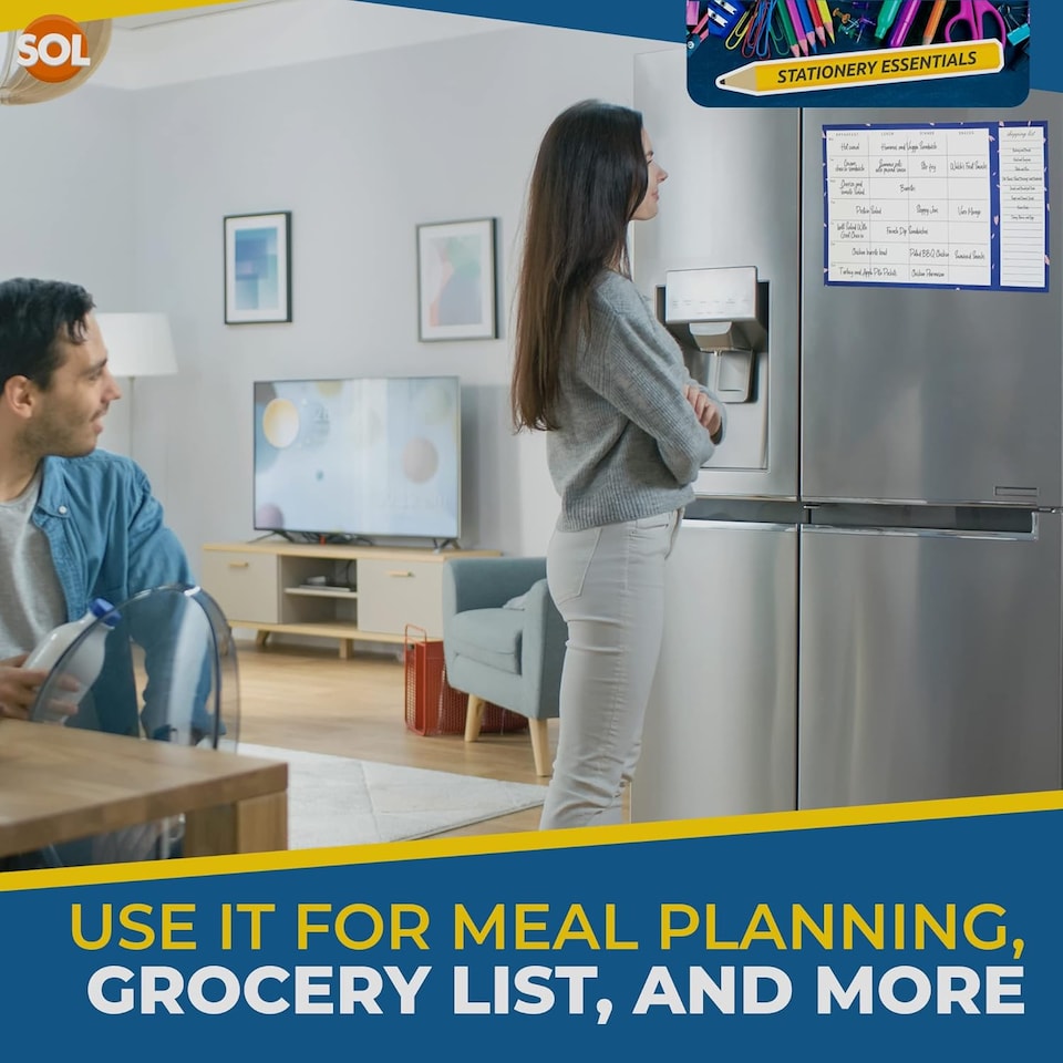image 1 of Weekly Magnetic Meal Planner & Shopping List – 52 Sheet Fridge Organiser Pad for Meal Prep, Grocery Planning & Easy Attachment
