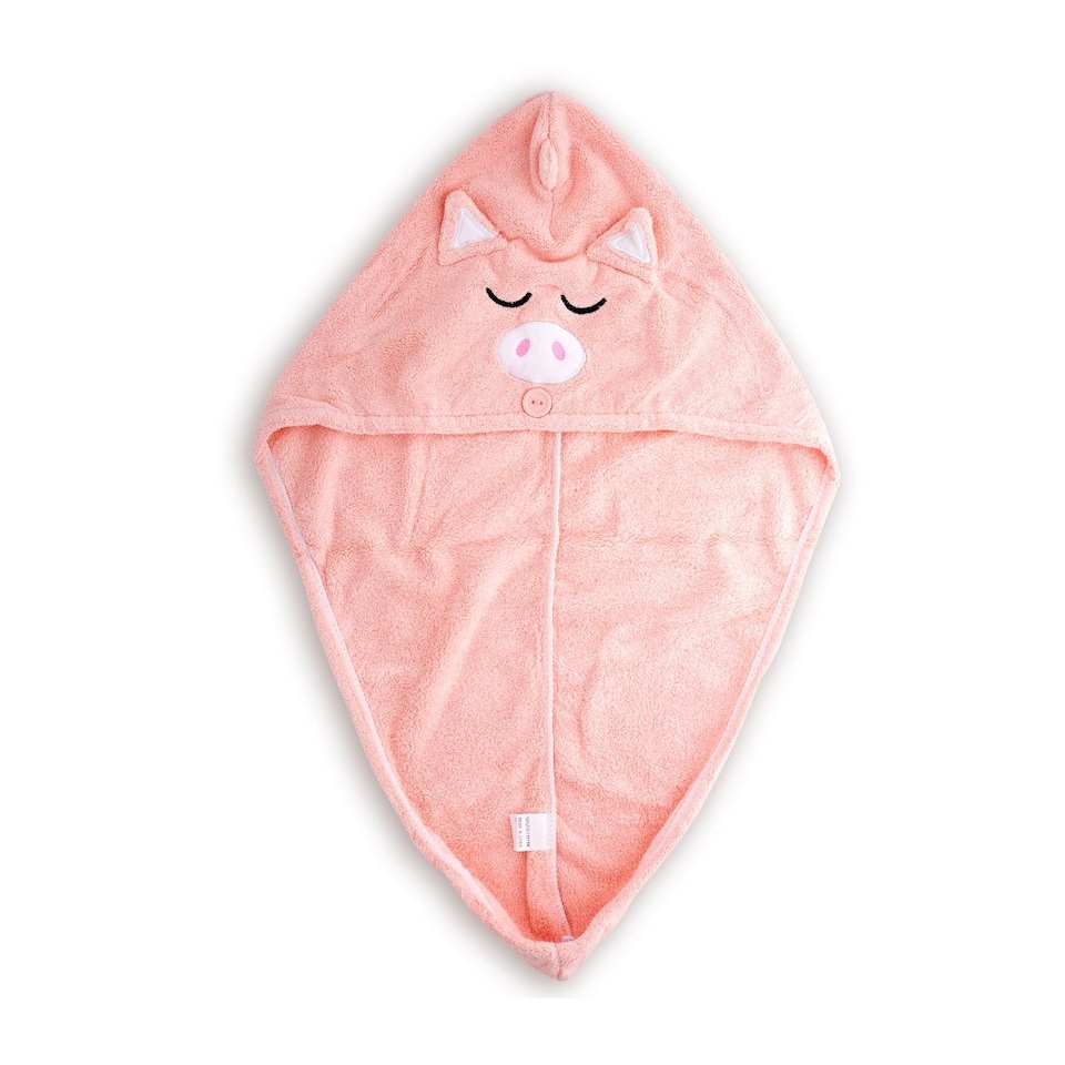 image 1 of SMUG Novelty Hair Towel Wrap, Piggy